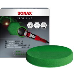 SONAX vidējas cietības zaļš pulēšanas spilventiņš, 160mm cena un informācija | Tīrīšanai, salvetes | 220.lv