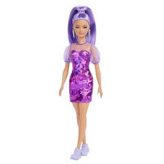 Lelle Barbie modes māksliniece mirdzošā ceriņkrāsas kleitā, HBV12 cena un informācija | Rotaļlietas meitenēm | 220.lv