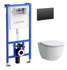WC komplekts Laufen Pro New + LIS CW1 + Slim lēni nolaižam vāks + melna matēta poga cena un informācija | Tualetes podi | 220.lv