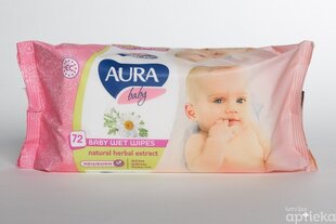 AURA Baby Ultra Comfort mitrās salvetes 72gab. cena un informācija | Mitrās salvetes, vienreizlietojamie paladziņi | 220.lv