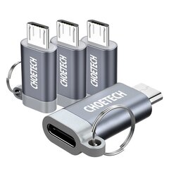 Choetech Set of 4 USB Type C to Micro USB Adapter Adapters with Metal Hanger Gray (PD-2CMGY) cena un informācija | Adapteri un USB centrmezgli | 220.lv