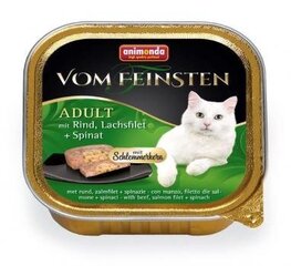 Animonda Vom Feinsten Schlemmerkern konservi kaķiem ar liellopa gaļu, laša fileju un spinātiem, 100 g cena un informācija | Konservi kaķiem | 220.lv