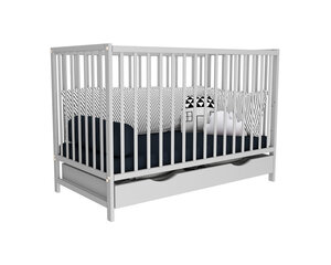 Bērnu gultiņa ar atvilktni Bobas Magda, 120x60 cm, balta cena un informācija | Zīdaiņu gultas | 220.lv