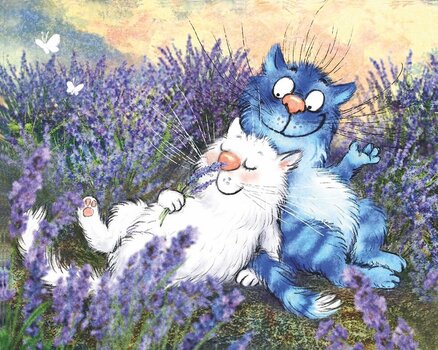Dimanta mozaīka 40x50 cm "Cats in lavender" cena un informācija | Dimantu mozaīkas | 220.lv