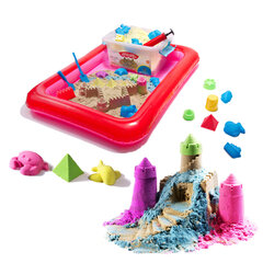 Kinētiskās smiltis kastē (2kg) ar 16 formām, rozā cena un informācija | Attīstošās rotaļlietas | 220.lv