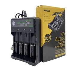 USB akumulatoru lādētājs BMAX 3.7V 18650, 4 vietas cena un informācija | Akumulatori, lādētāji un piederumi | 220.lv