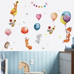 Bērnu sienas uzlīmes Ziedlapiņas un truši ar baloniem cena un informācija | Dekoratīvās uzlīmes | 220.lv