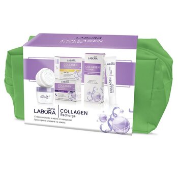 Komplekts Aroma Labora Collagen Recharge: dienas krēms, 50 ml + nakts krēms, 50 ml + acu krēms, 15 ml + kosmētikas somiņa cena un informācija | Sejas krēmi | 220.lv
