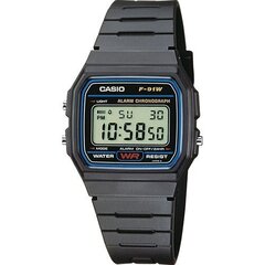 Rokas pulkstenis Casio F-91W-1YEF cena un informācija | Vīriešu pulksteņi | 220.lv