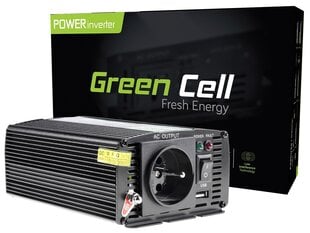 Green Cell jaudas invertors 24 V līdz 230 V 300W/600W modificēts sinusa vilnis cena un informācija | Sprieguma pārveidotāji | 220.lv
