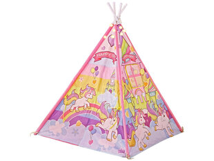 Bērnu indiešu telts Unicorn Ponies Pink cena un informācija | Bērnu rotaļu laukumi, mājiņas | 220.lv