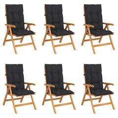vidaXL dārza krēsli ar matračiem, atgāžami, 6 gab., masīvs tīkkoks цена и информация | Dārza krēsli | 220.lv