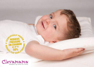 Bērnu spilvens Clevamama Memory Foam, 55x30x5,5 cm cena un informācija | Spilveni, guļammaisi, konverti jaundzimušajiem | 220.lv