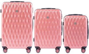 Koferu komplekts Wings, S/M/L, rozā cena un informācija | Koferi, ceļojumu somas | 220.lv