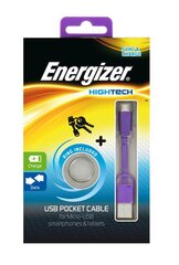 Plāns ENERGIZER Pocket kabelis Micro-USB, 8cm, violets cena un informācija | Savienotājkabeļi | 220.lv