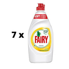 Trauku mazgāšanas līdzeklis FAIRY Lemon, 450 ml x 7 gab. iepakojums cena un informācija | Trauku mazgāšanas līdzekļi | 220.lv