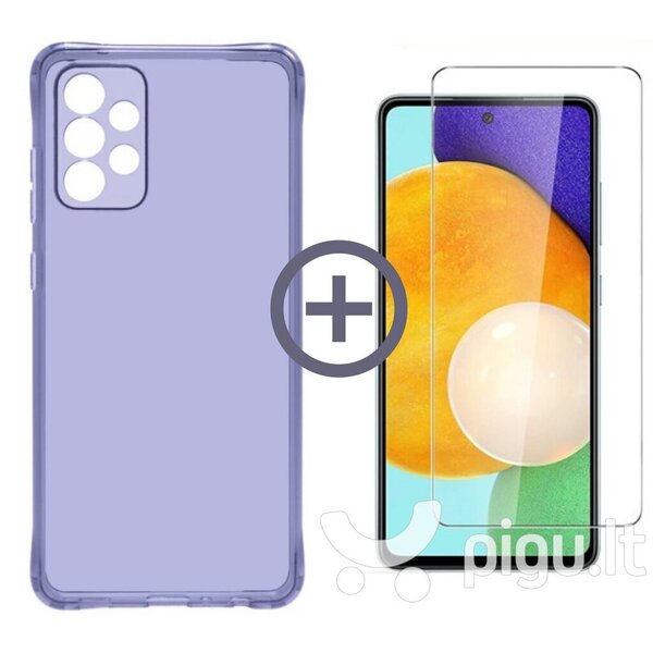 Komplekts - caurspīdīgs silikona vāciņš paredzēts Samsung Galaxy A13 violets un Soundberry Basic (Case Friendly) aizsargstikls