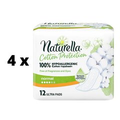 Higiēnas iepakojumi Naturella Cotton Single Normal, 12 gb x 4 gab. iepakojums cena un informācija | Tamponi, higiēniskās paketes, ieliktnīši | 220.lv