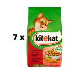 Sausā barība kaķiem KITEKAT, ar liellopu gaļu un dārzeņiem, 300 g x 7 gab. iepakojums cena un informācija | Sausā barība kaķiem | 220.lv