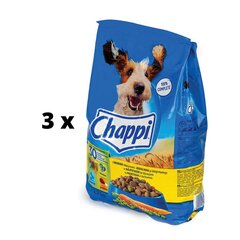Sausā barība suņiem CHAPPI ar mājputnu gaļu un dārzeņiem, 2,7 kg x 3 gab. cena un informācija | Sausā barība suņiem | 220.lv