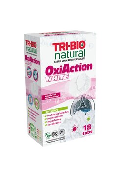 TRI-BIO oxi-action tabletes traipu tīrīšanai “white”, 18tabs. cena un informācija | Līdzekļi apģērbu un apavu kopšanai | 220.lv