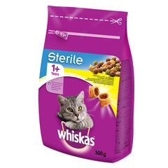 Whiskas Sterile sausā barība sterilizētiem kaķiem ar cāļa gaļu 300 g cena un informācija | Sausā barība kaķiem | 220.lv