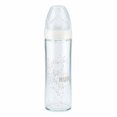 Stikla pudele ar silikona knupīti NUK First Choice + NEW CLASSIC, 240 ml, 0-6 mēn. cena un informācija | Bērnu pudelītes un to aksesuāri | 220.lv