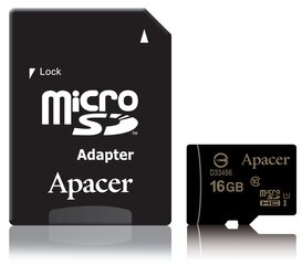 Atmiņas karte APACER 16GB microSDHC UHS-I Class10 cena un informācija | Atmiņas kartes mobilajiem telefoniem | 220.lv