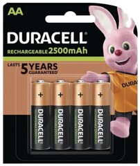 Duracell AA uzlādējamās baterijas (2500 mAh), LR06, 4 gab cena un informācija | Baterijas | 220.lv