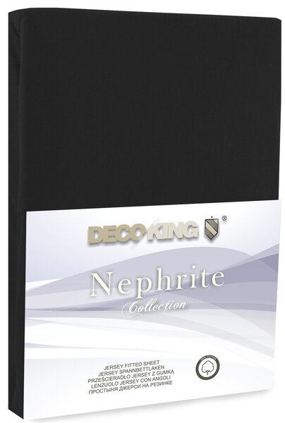 DecoKing jersey Nephrite Black collection palags ar gumiju, 180x200 cm cena un informācija | Palagi | 220.lv