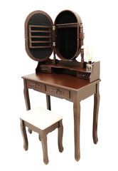 Kosmētikas galdiņš KS150-S ar mīkstu sēdekli, brūns cena un informācija | Kosmētikas galdiņi | 220.lv