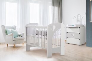 Bērnu gulta Klups Nel Heart 120x60 balta/pelēka cena un informācija | Zīdaiņu gultas | 220.lv