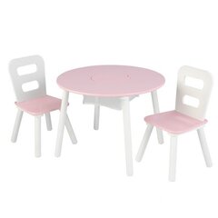 KidKraft apaļais galds un divi krēsli, rozā-balti cena un informācija | Bērnu krēsliņi un bērnu galdiņi | 220.lv