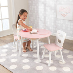 KidKraft apaļais galds un divi krēsli, rozā-balti cena un informācija | Bērnu krēsliņi un bērnu galdiņi | 220.lv
