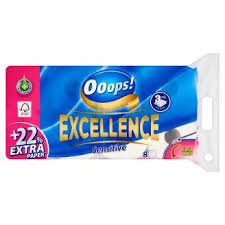 Tualetes papīrs OOOPS! Excellence, 3 slāņi, 8 gab. cena un informācija | Tualetes papīrs, papīra dvieļi | 220.lv