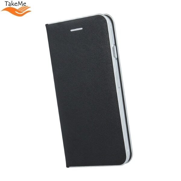 TakeMe Metal-Edge eko ādas vāciņš, kas piemērots Samsung Galaxy J4+ J415, melns