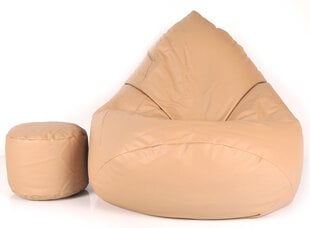 Кресло-мешок с пуфом Mega Comfort, искусственная кожа, светло-коричневое цена и информация | Кресла-мешки и пуфы | 220.lv