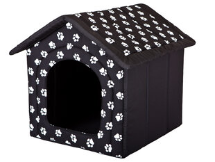 Лежак-конура Hobbydog R5 следы, 70x60x63 см, черный цена и информация | Лежаки, домики | 220.lv