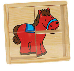 Koka puzle kastē Zirgs, PlayMe cena un informācija | Rotaļlietas zīdaiņiem | 220.lv