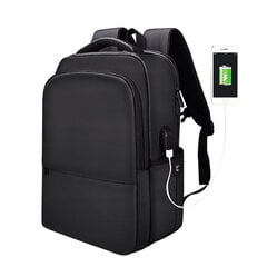 MiniMu All Black mugursoma, 15,4" ar USB savienotāju, melna cena un informācija | Somas portatīvajiem datoriem | 220.lv