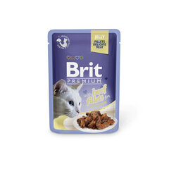 Brit Premium Cat Delicate konservi kaķiem maisiņā Beef in Jelly 85g x 24gab cena un informācija | Konservi kaķiem | 220.lv