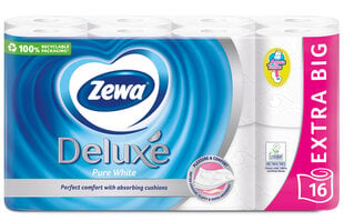 Tualetes papīrs ZEWA Deluxe Pure White, 3 slāņu, 16 ruļļi cena un informācija | Tualetes papīrs, papīra dvieļi | 220.lv
