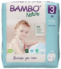 Ekoloģiskās autiņbiksītes BAMBO NATURE 3 (4-8 kg), 28 gab. cena un informācija | Autiņbiksītes | 220.lv