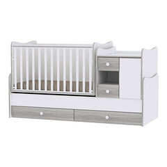 Augoša bērna gultiņa ar kumodi Lorelli Mini Max New, 120x60, balta/pelēkas krāsas cena un informācija | Zīdaiņu gultas | 220.lv