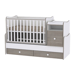 Augoša bērna gultiņa ar kumodi Lorelli Trend Plus New, 110x62, balta/brūnas krāsas cena un informācija | Zīdaiņu gultas | 220.lv