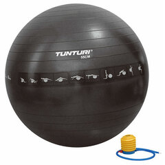 Гимнастический мяч с насосом Tunturi Anti Burst, чёрный цена и информация | Гимнастические мячи | 220.lv