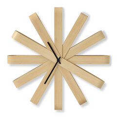 Koka sienas pulkstenis Ribbon, 51x51x10 cm cena un informācija | Oriģināli pulksteņi | 220.lv