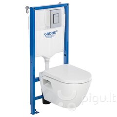 WC komplekts Grohe Serel 5in1: WC slēptais rāmis + tualetes pods + poga + lēni nolaižams vāks + fresh smaržas konteineris + skaņu izolējoša blīve, 39468000 cena un informācija | Tualetes podi | 220.lv