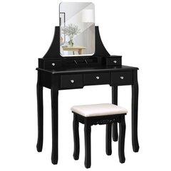 Tualetes galdiņš ar krēslu Songmics 137,5 cm, melns cena un informācija | Kosmētikas galdiņi | 220.lv