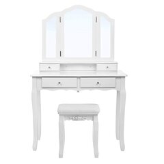 Tualetes galdiņš ar krēslu Songmics 145 cm, balts cena un informācija | Kosmētikas galdiņi | 220.lv
